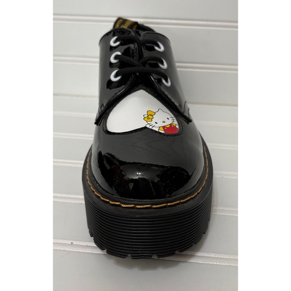 DR MARTEN X HELLO KITTY Black Patent 1461 Quad Platform Shoes Womens Size 9 - Picture 9 of 13